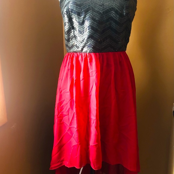 Red Strapless Sequin Dress - Picture 4 of 5